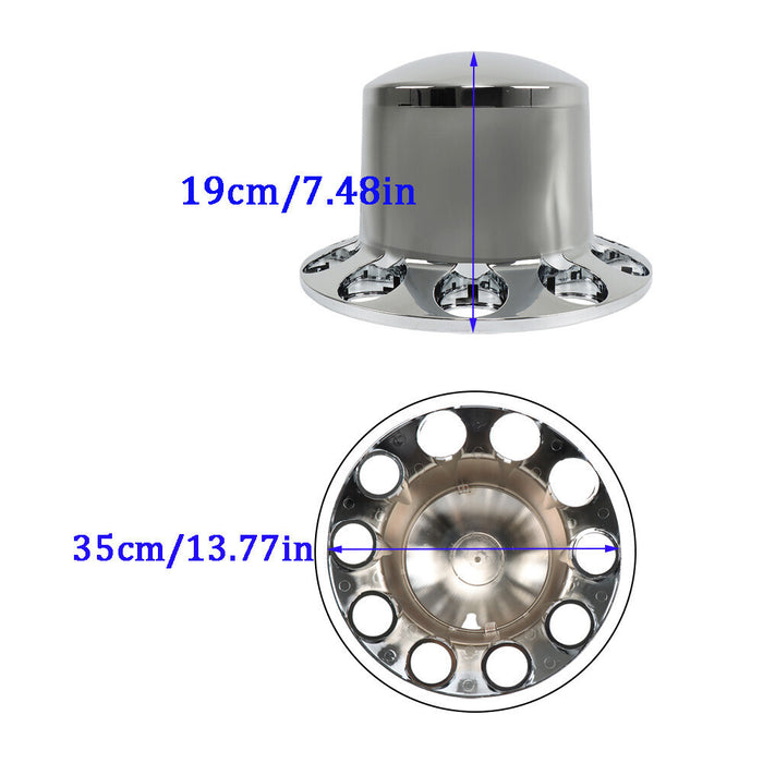 DURAFORCE Rear 33mm Chrome Semi Truck Wheel Axle Covers w/ Hub Caps Lug Nuts Set of 4