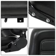 DURAFORCE Universal Forklift Seat PVC Tractor Seat Foldable W/ Armrests & Safety Switch