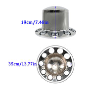 DURAFORCE Chrome Semi Truck Rear 33mm Wheel Axle Covers w/ Hub Caps Lug Nuts Set of 4