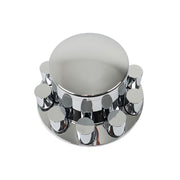 DURAFORCE Chrome Semi Truck Rear 33mm Wheel Axle Covers w/ Hub Caps Lug Nuts Set of 4