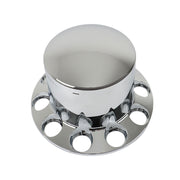 DURAFORCE Chrome Semi Truck Rear 33mm Wheel Axle Covers w/ Hub Caps Lug Nuts Set of 4