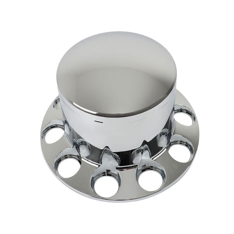 DURAFORCE Chrome Semi Truck Rear 33mm Wheel Axle Covers w/ Hub Caps Lug Nuts Set of 4