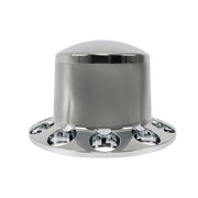 DURAFORCE Chrome Semi Truck Rear 33mm Wheel Axle Covers w/ Hub Caps Lug Nuts Set of 4