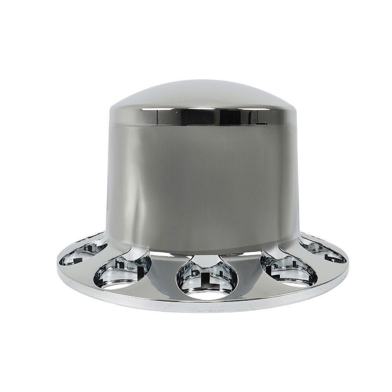 DURAFORCE Chrome Semi Truck Rear 33mm Wheel Axle Covers w/ Hub Caps Lug Nuts Set of 4