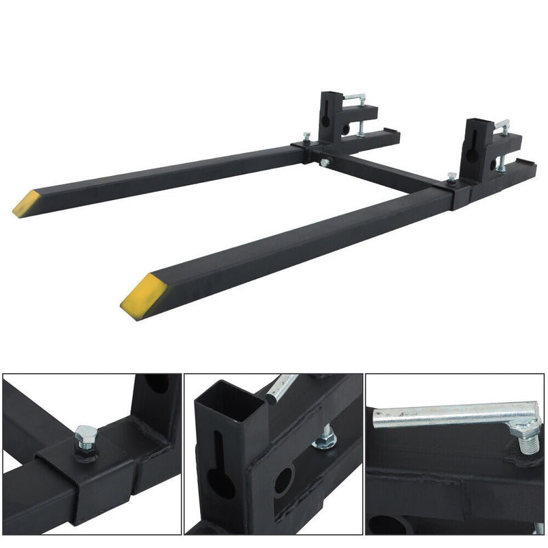 DURAFORCE 2000lbs Clamp on Pallet Forks Loader Bucket Skidsteer Tractor 60" Universal