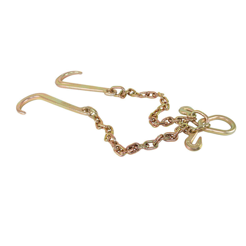 DURAFORCE 2' ft G70 Tow Chain 5/16" J-Hooks V-Chain Flatbed Truck Rollback Wrecker Carrier