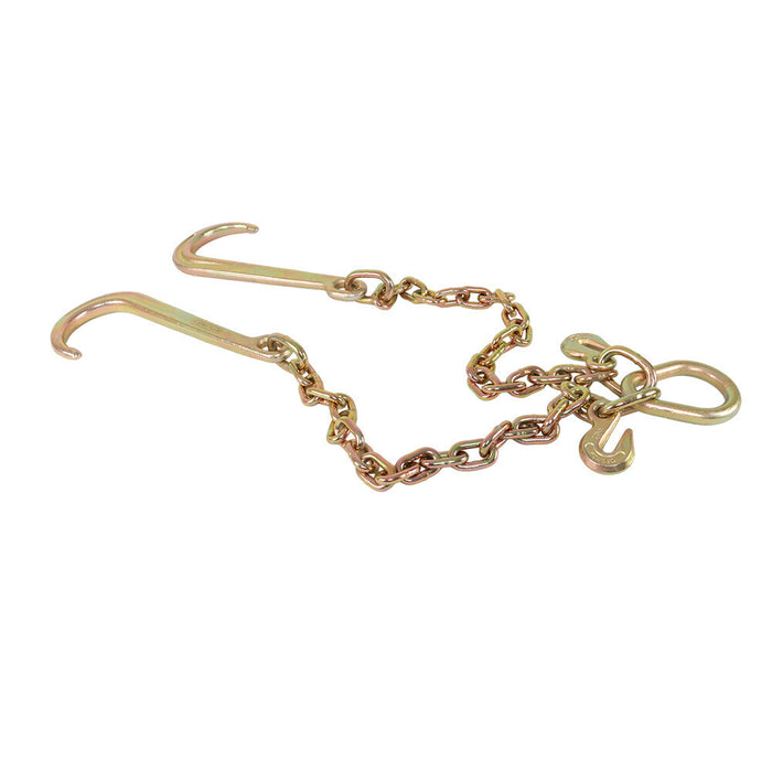 DURAFORCE 2' ft G70 Tow Chain 5/16" J-Hooks V-Chain Flatbed Truck Rollback Wrecker Carrier