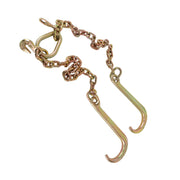 DURAFORCE 2' ft G70 Tow Chain 5/16" J-Hooks V-Chain Flatbed Truck Rollback Wrecker Carrier