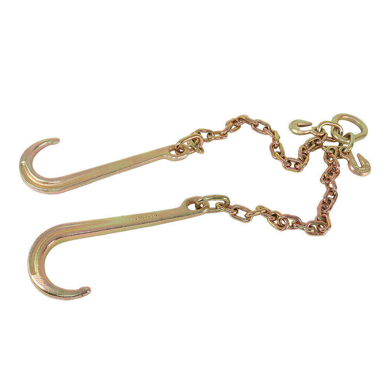 DURAFORCE 2' ft G70 Tow Chain 5/16" J-Hooks V-Chain Flatbed Truck Rollback Wrecker Carrier
