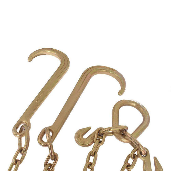 DURAFORCE 2' ft G70 Tow Chain 5/16" J-Hooks V-Chain Flatbed Truck Rollback Wrecker Carrier