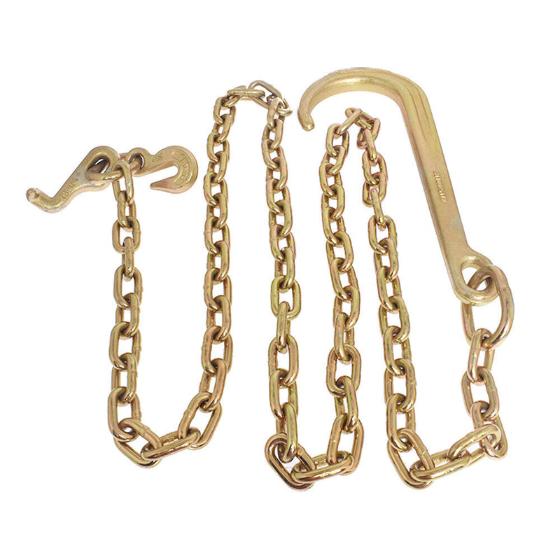DURAFORCE 5/16 x 8 FT GRADE 70 Wrecker Tow Chain 15" J Hook Hook Rollback Carrier Axle