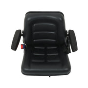 DURAFORCE Forklift Seat PVC Universal Adjustable Backrest Tractor Seat Safety Belt Armrest