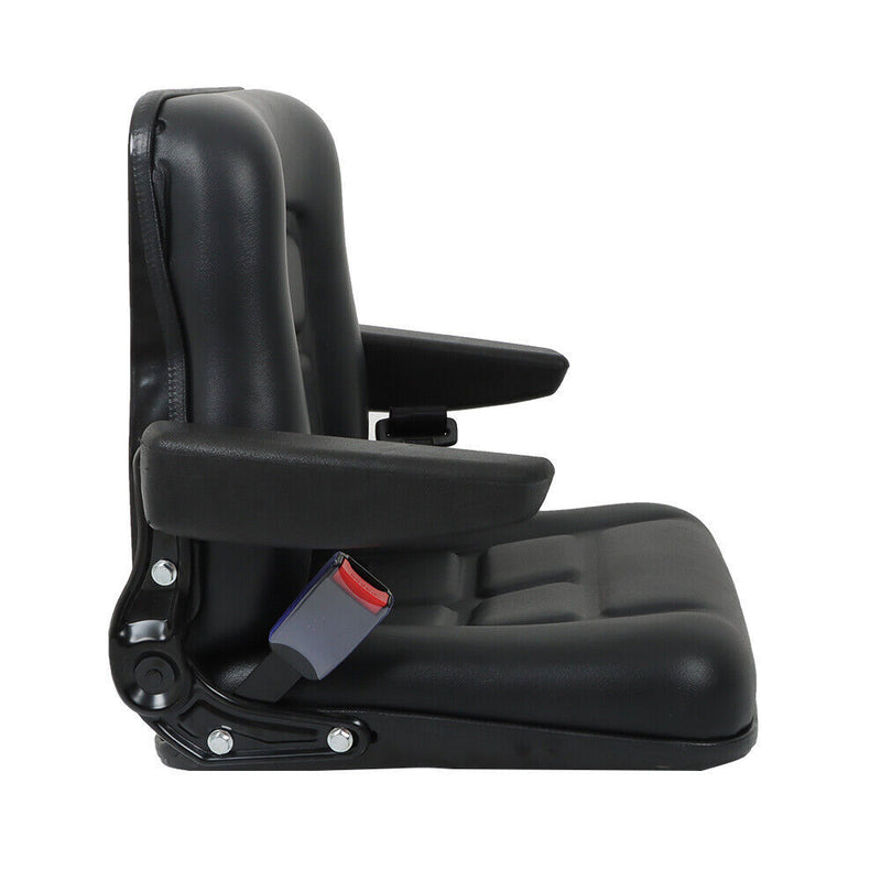 DURAFORCE Forklift Seat PVC Universal Adjustable Backrest Tractor Seat Safety Belt Armrest