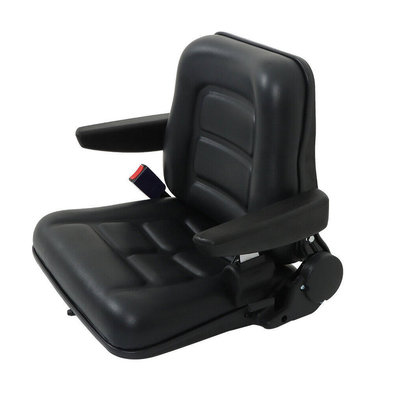 DURAFORCE Forklift Seat PVC Universal Adjustable Backrest Tractor Seat Safety Belt Armrest