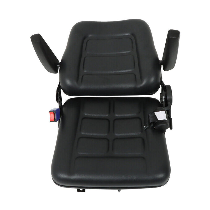 DURAFORCE Forklift Seat PVC Universal Adjustable Backrest Tractor Seat Safety Belt Armrest