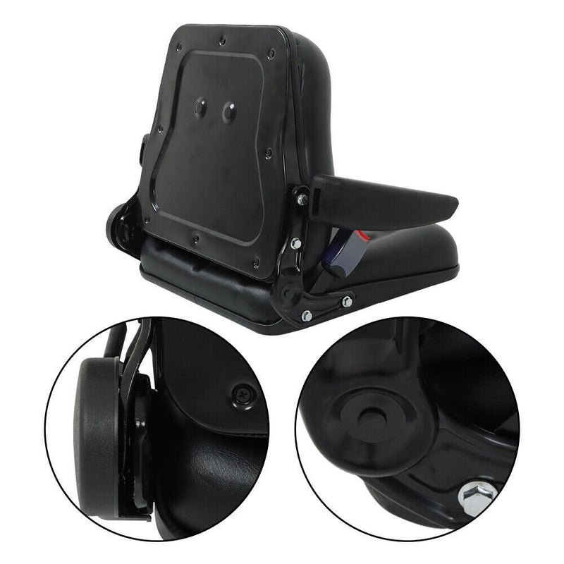 DURAFORCE Forklift Seat PVC Universal Adjustable Backrest Tractor Seat Safety Belt Armrest