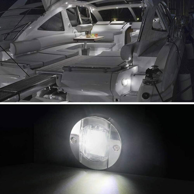 DURAFORCE 4Pcs 3" Round Marine Boat LED Cabin Deck Walkway Courtesy White Stern Light