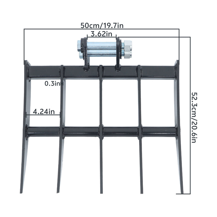 DURAFORCE Rake Attachments For One Ton to 1.5Ton Mini Excavator Small Digger