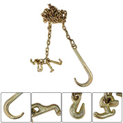 DURAFORCE New 2PCS G70 5/16''x10' Transport Tow Chain J Hook Long Shank w/ R T J&Grab Hook
