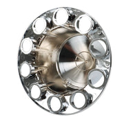 DURAFORCE Chrome Hub Cover Kit 33mm Front & Rear Semi Truck Wheel Axle Covers Spiked