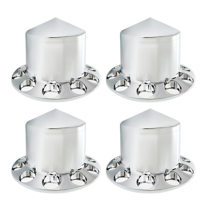 DURAFORCE For Semi Truck Wheel Axle Covers Spiked Chrome Front + Rear Hub Cover Kit 33mm