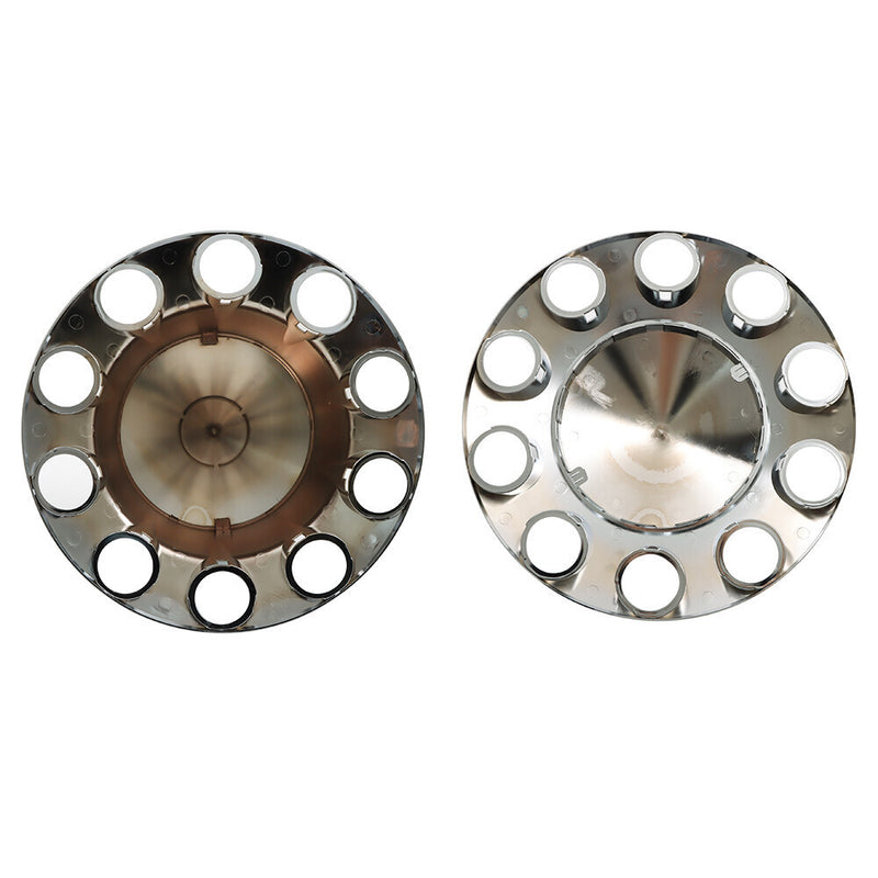 DURAFORCE For Semi Truck Wheel Axle Covers Spiked Chrome Front + Rear Hub Cover Kit 33mm