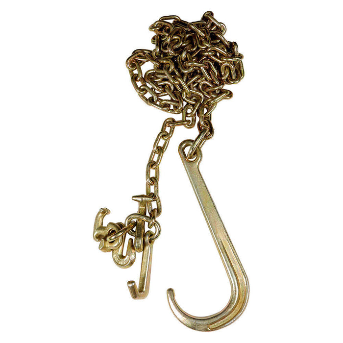 DURAFORCE 2 Pack G70 5/16''x10' Transport Tow Chain J Hook Long Shank With Grab Hook