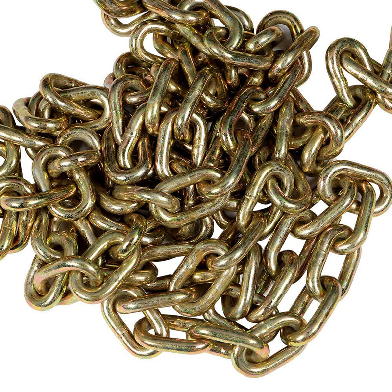 DURAFORCE (2) G70 5/16''x10' Transport Tow Chain J Hook Long Shank w/ R T J&Grab Hook