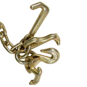 DURAFORCE (2) G70 5/16''x10' Transport Tow Chain J Hook Long Shank w/ R T J&Grab Hook
