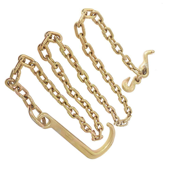 DURAFORCE Tow Chain 15" J Hook Mini J Grab Hook Welded Towing Wrecker 5/16 x 8 FT Grade 70