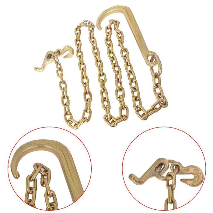 DURAFORCE Tow Chain 15" J Hook Mini J Grab Hook Welded Towing Wrecker 5/16 x 8 FT Grade 70