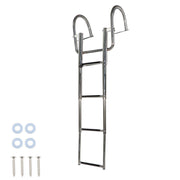 DURAFORCE 4 Steps Pontoon Boat Ladder Stainless Steel with Pedal Hand Railing Ladder
