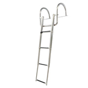 DURAFORCE 4 Steps Pontoon Boat Ladder Stainless Steel with Pedal Hand Railing Ladder