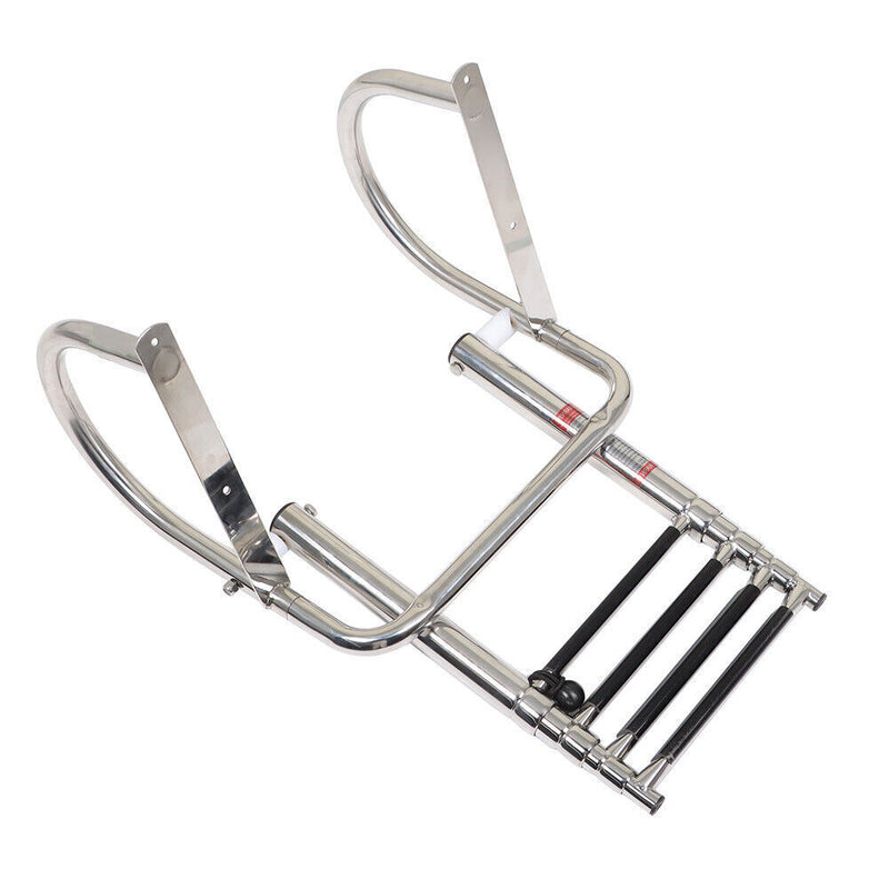DURAFORCE 4 Steps Pontoon Boat Ladder Stainless Steel with Pedal Hand Railing Ladder