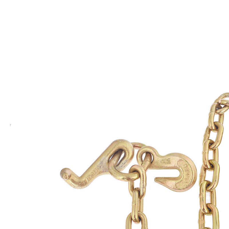 DURAFORCE 5/16''x8 FT G70 V-Chain Bridle w/ 15" Medium J Hooks, T- Hook w/ Grab Hooks NEW