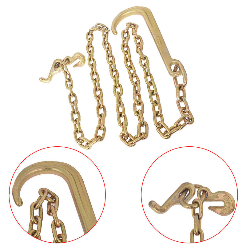 DURAFORCE 5/16''x8 FT G70 V-Chain Bridle w/ 15" Medium J Hooks, T- Hook w/ Grab Hooks NEW