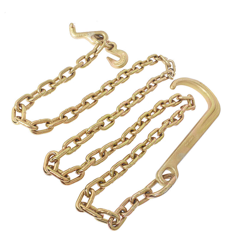 DURAFORCE 5/16''x8 FT G70 V-Chain Bridle w/ 15" Medium J Hooks, T- Hook w/ Grab Hooks NEW