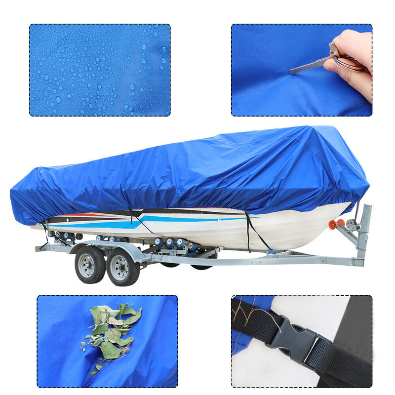 DURAFORCE Heavy Duty Waterproof Boat Cover For Trailerable Pontoon / V-Hull Fishing 95"