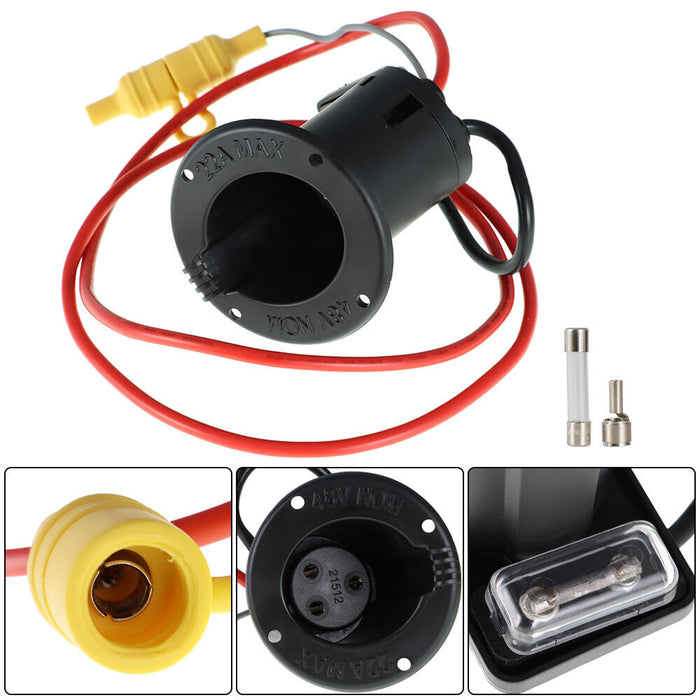 DURAFORCE 48V Golf Cart DC Charger Receptacle & Fuse Assembly for Club Car 1995+ 101802101