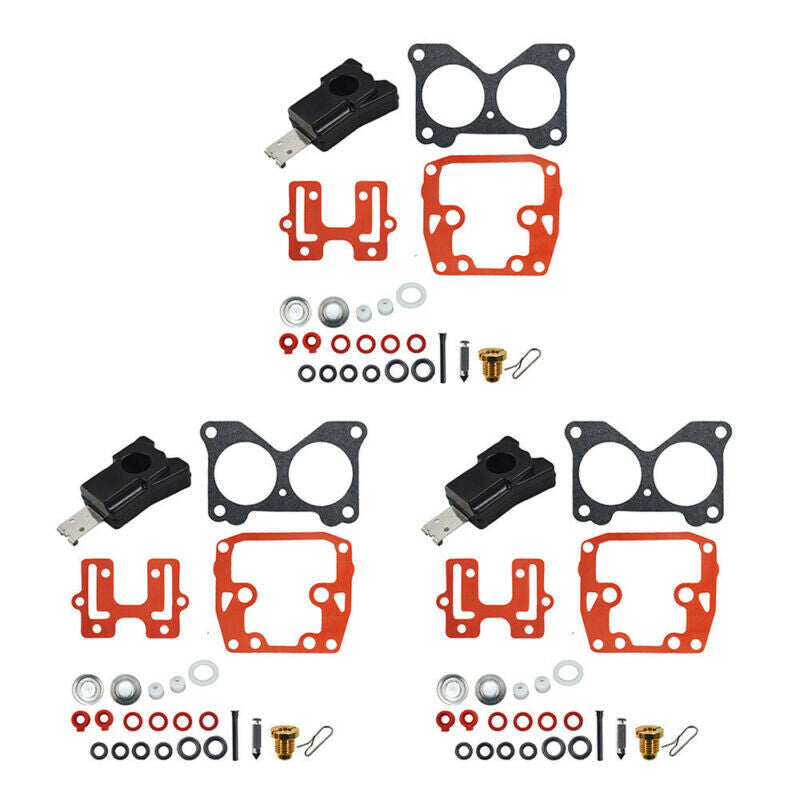 DURAFORCE 3×Carburetor Carb Rebuild Kit For Johnson Evinrude Triple V6 150 155 175 185 200