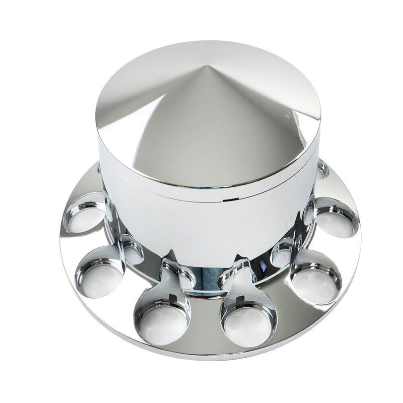 DURAFORCE Chrome Semi Truck Hub Cover Wheel Set Rear 33mm Nut Covers Spiked Removable Caps
