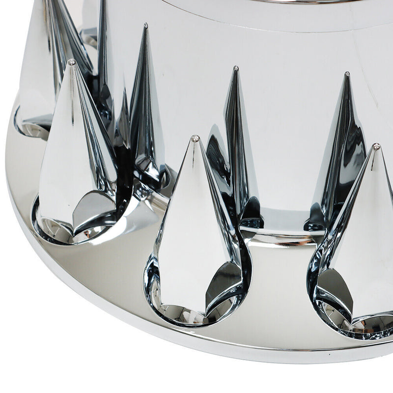 DURAFORCE Chrome Semi Truck Hub Cover Wheel Set Rear 33mm Nut Covers Spiked Removable Caps