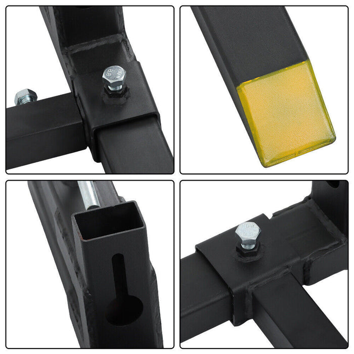 DURAFORCE Tractor Bucket Forks 43" Clamp on Pallet Forks w/ Adjustable Stabilizer Bar