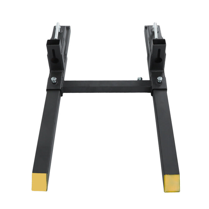 DURAFORCE Tractor Bucket Forks 43" Clamp on Pallet Forks w/ Adjustable Stabilizer Bar