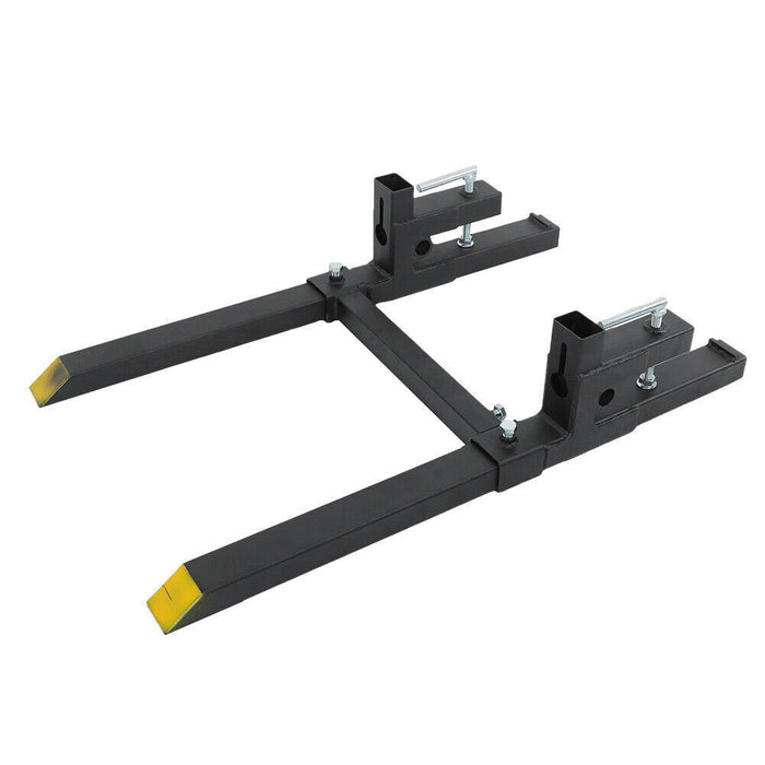 DURAFORCE Tractor Bucket Forks 43" Clamp on Pallet Forks w/ Adjustable Stabilizer Bar