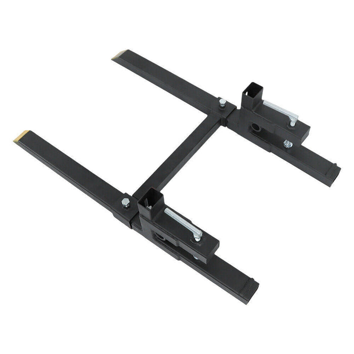 DURAFORCE Tractor Bucket Forks 43" Clamp on Pallet Forks w/ Adjustable Stabilizer Bar