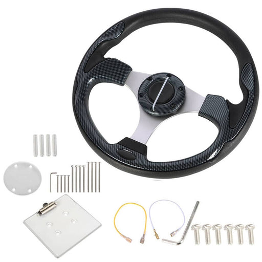 DURAFORCE For Yamaha EZGO Club Car Carbon Fiber Steering Wheel+Score Card Holde Golf Cart