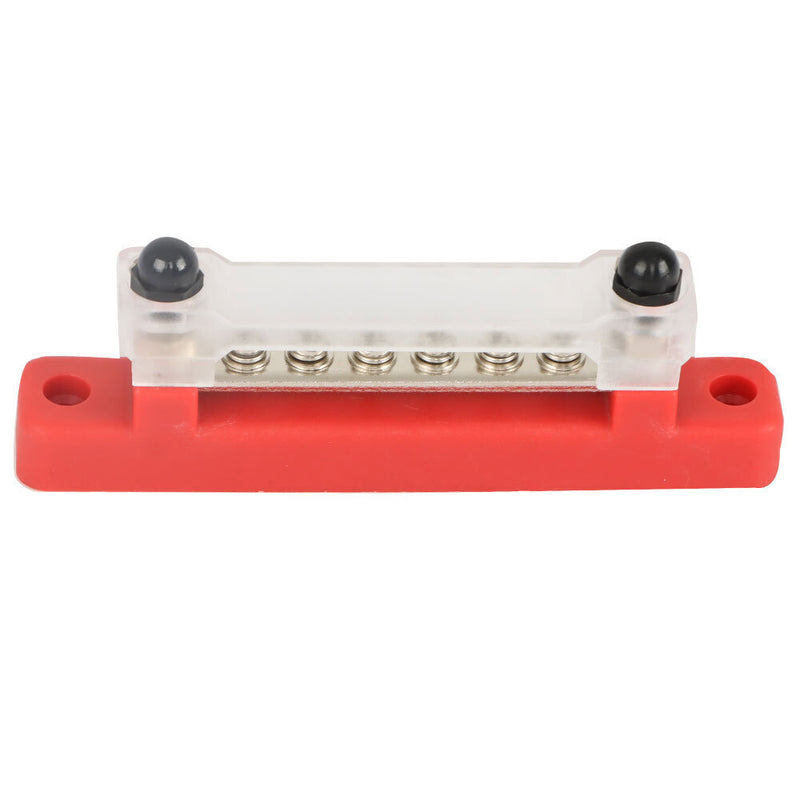DURAFORCE 2Pcs Red & Black 48V Busbar Bus Bar Power Distribution 150A 6 Way Terminal Block