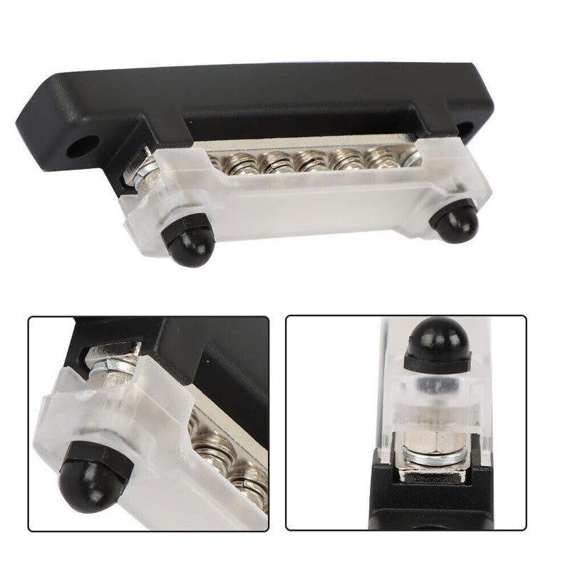 DURAFORCE 2Pcs Red & Black 48V Busbar Bus Bar Power Distribution 150A 6 Way Terminal Block