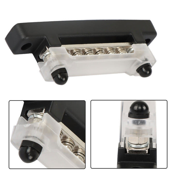 DURAFORCE 2Pcs Red & Black 48V Busbar Bus Bar Power Distribution 150A 6 Way Terminal Block